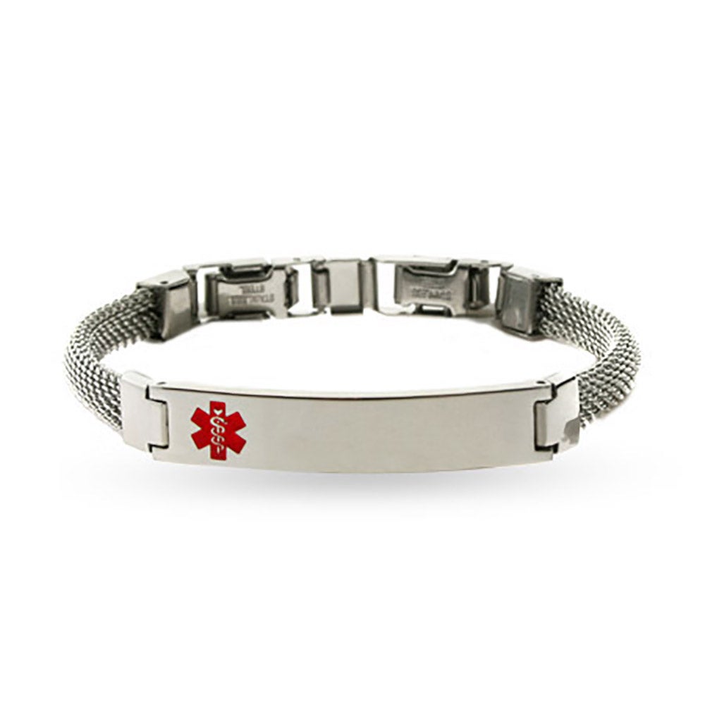 Engravable Medical Id Bracelet With Mesh Band Eves Addiction truly Fashionable Medical Id Bracelet
