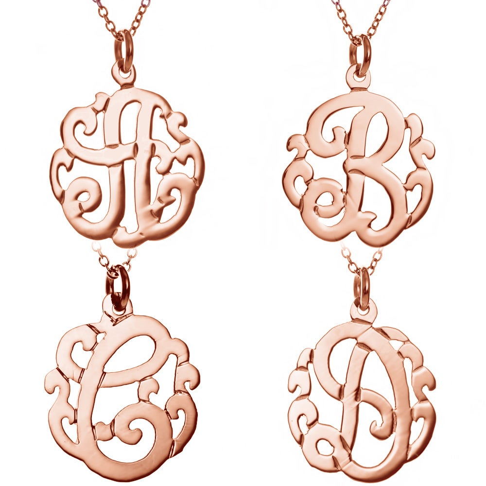 Single Initial Rose Gold Monogram Style Necklace