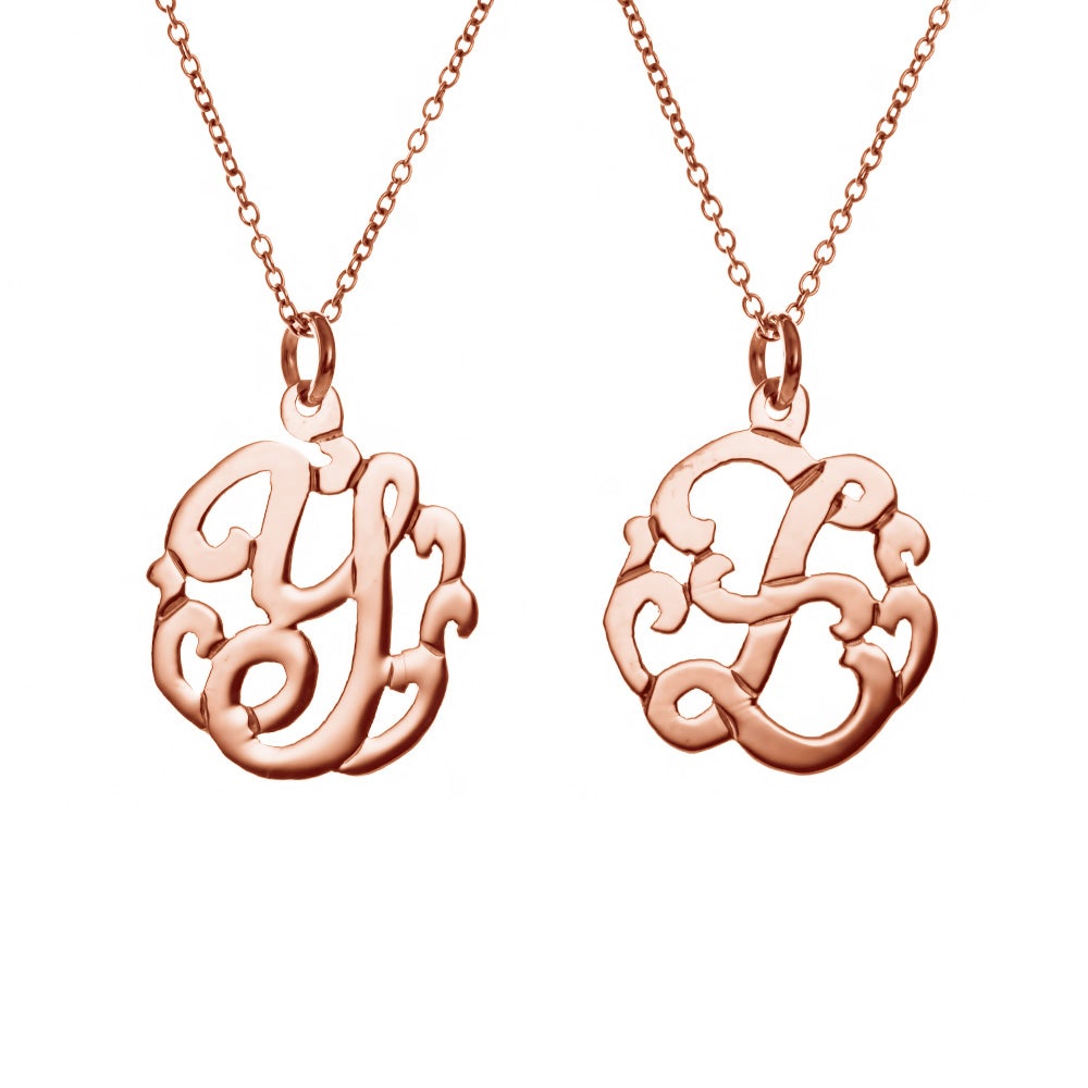 Single Initial Rose Gold Monogram Style Necklace