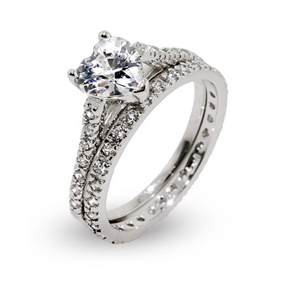 Heart shaped cubic zirconia engagement rings