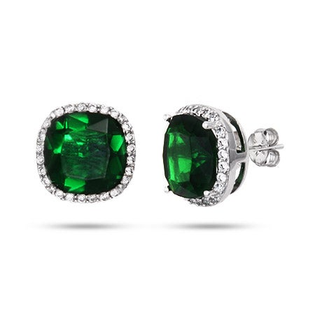 emerald stud cushion sterling earrings cut silver envious