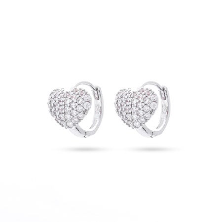 cz petite sterling earrings heart silver huggie