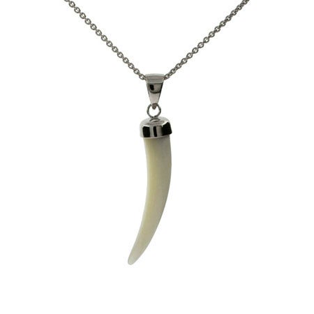 Sterling Silver Mother of Pearl Horn Necklace