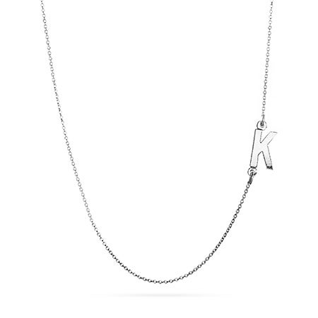 sideways initial 14k necklace gold