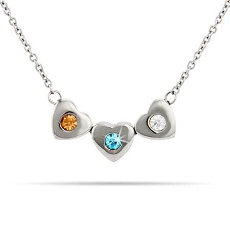 birthstone necklace hearts stone custom jewelry