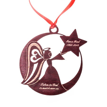 Personalized Memorial Angel Wood Ornament