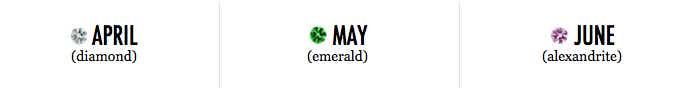 April, May, June Birthstones