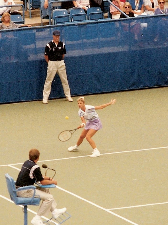 Famous tennis player Christ Evert loses her diamond tennis bracelet on the court