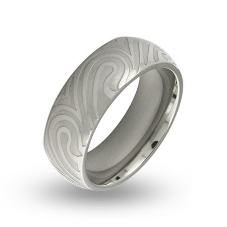 Mens Stainless Steel Mokume Gane Swirl Ring