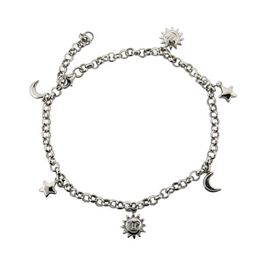 Sun, Moon, and Stars Anklet in Sterling Silver | Eve's Addiction®
