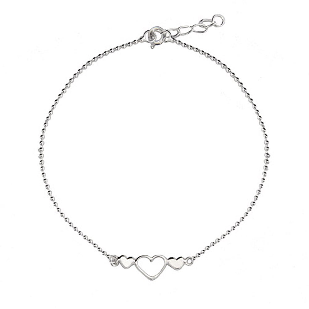 Open Heart Beaded Anklet in Sterling Silver | Eve's Addiction®