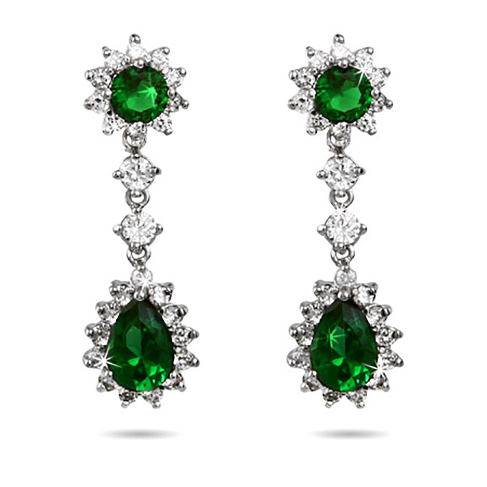 Stunning Emerald CZ Peardrop Earrings | Eve's Addiction®