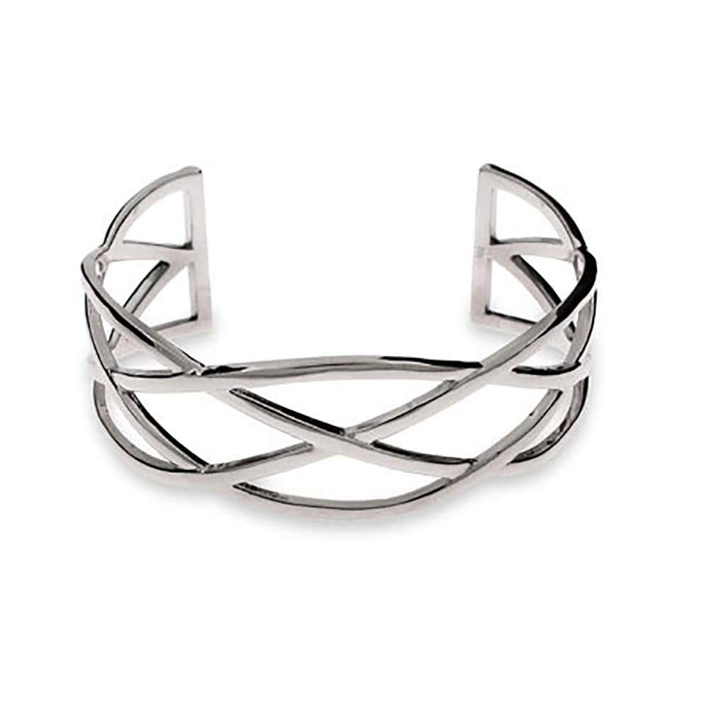 Sterling Silver Celtic Knot Cuff Bracelet Triple spiral Triskele Symbo