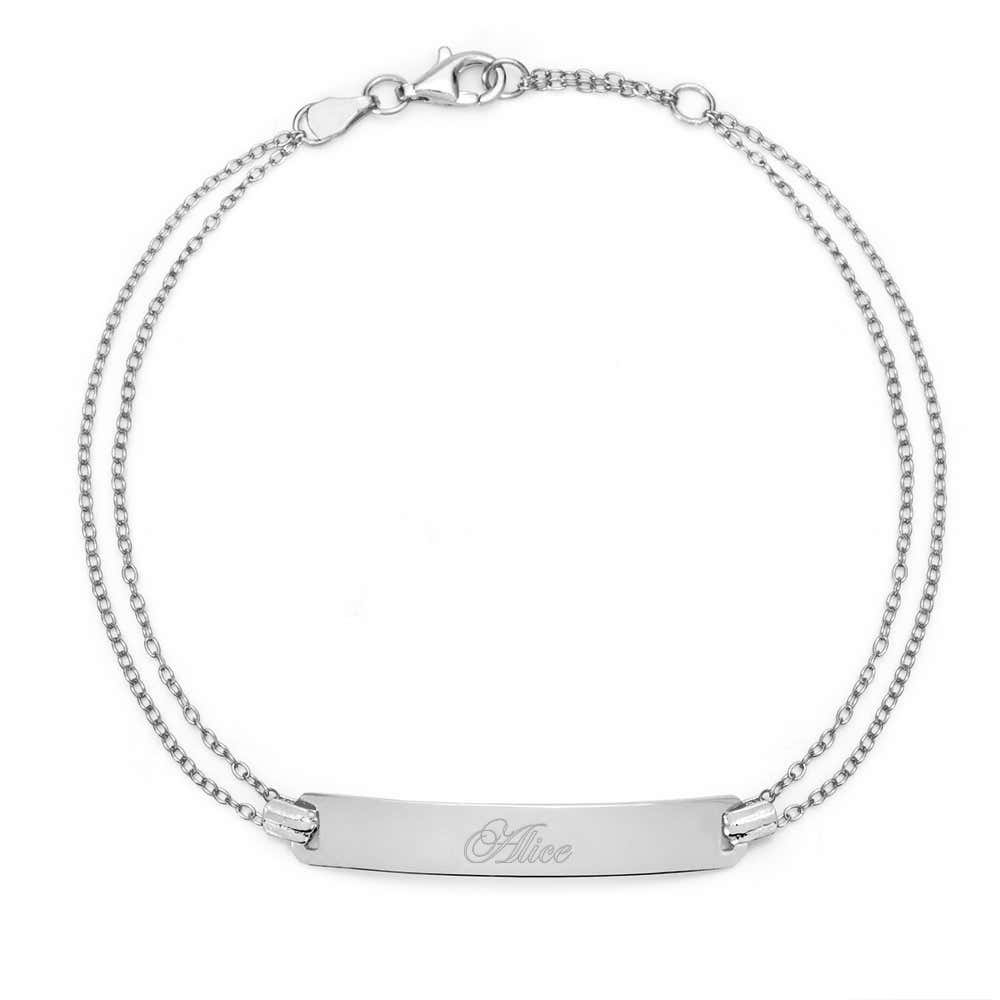 Engravable Name Bar Sterling Silver Bracelet | Eve's Addiction