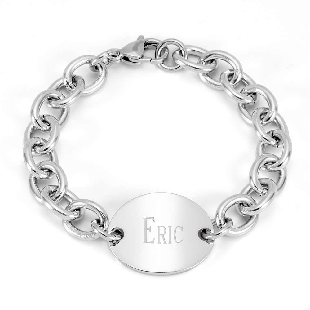 Stainless Steel Oval Tag Bracelet