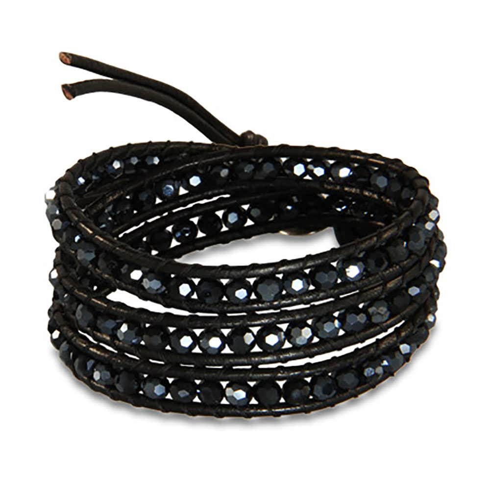 Black Faceted Bead Triple Wrap Bracelet Eve's Addiction®