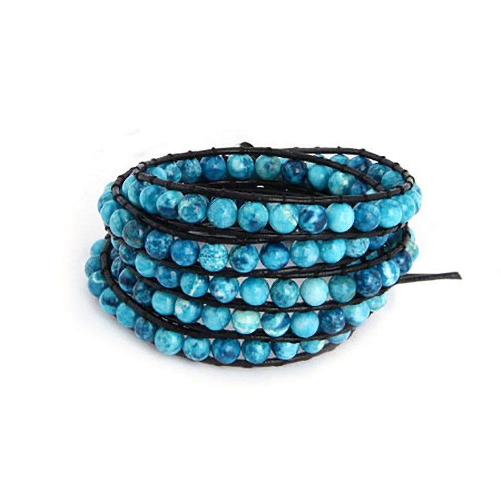 Chen Rai Fiery Blue Jasper Bead Long Wrap Bracelet | Eve's Addiction®