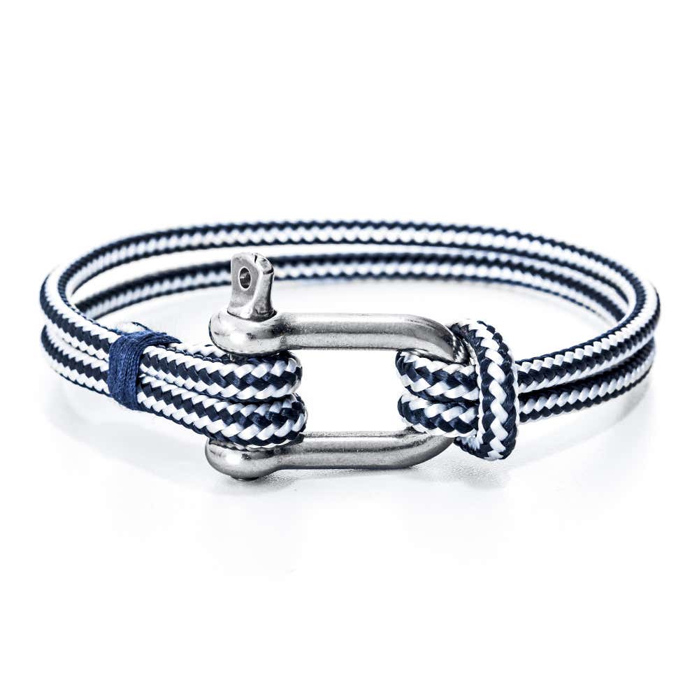 Caribbean: Navy & Blue Nautical Rope Bracelet with Shackle - Maggie & Milly