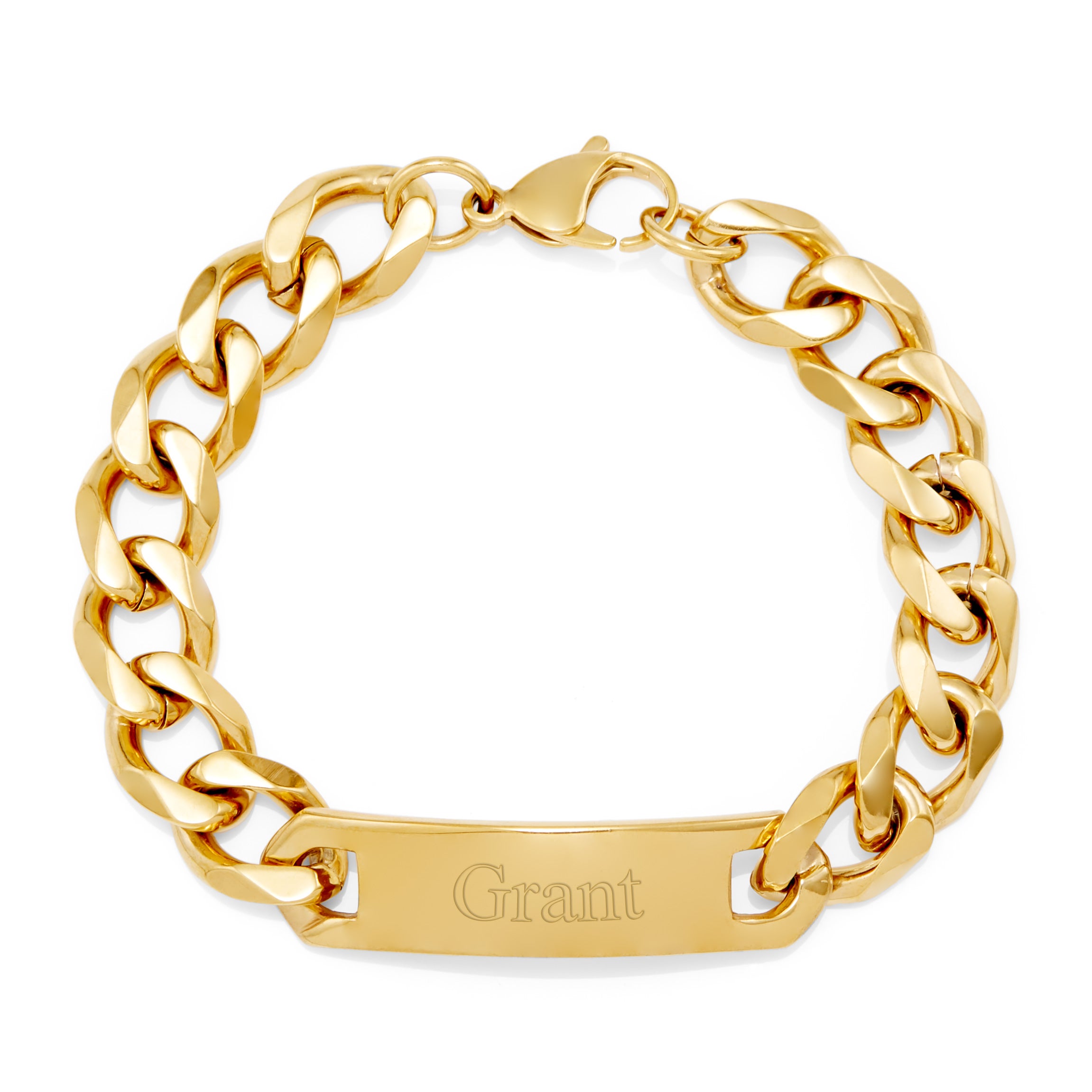 Mens Gold Steel ID Bracelet With Extension Link | The Silver Store