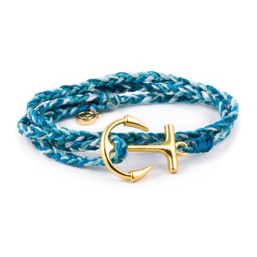 Pura Vida Gold Anchor Aqua Wrap Bracelet | Eve's Addiction®