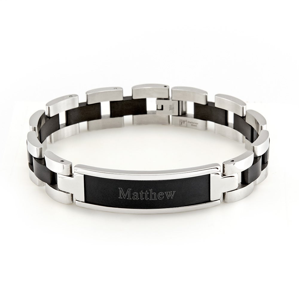 8.5 inches Eves Addiction Custom Stainless Steel Black Plated Mens ID Bracelet