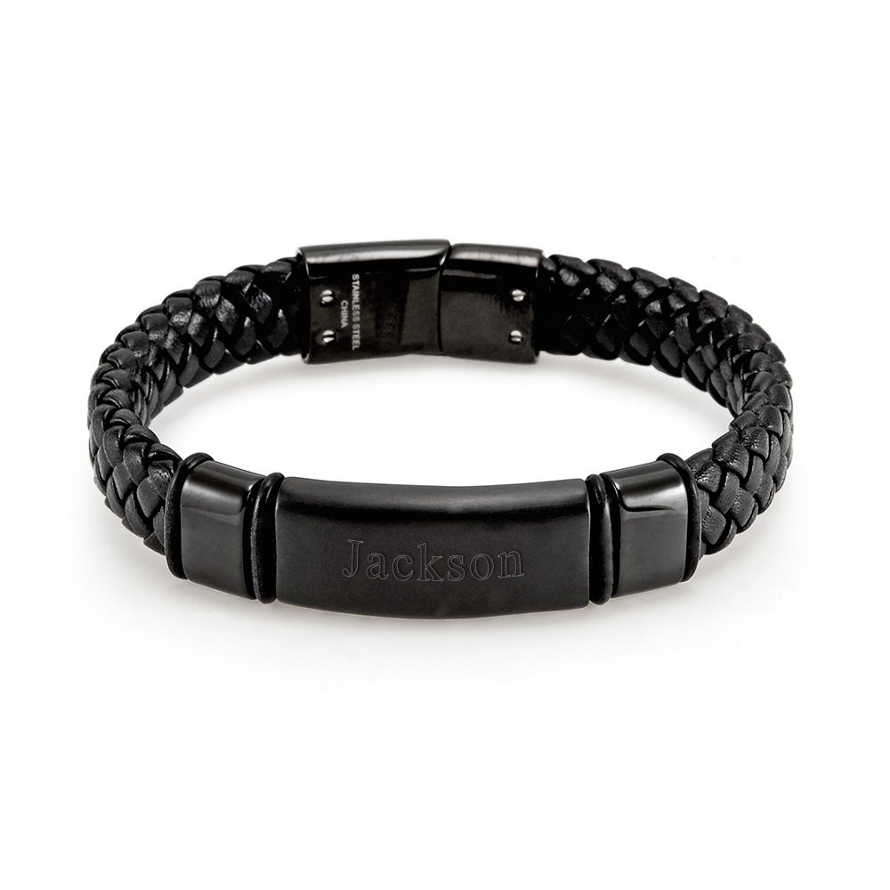 Buy M Men Style Valentine Day Gift Mens Trendy Grey Black Leather And  Stainless Steel Bracelet Online - Get 63% Off