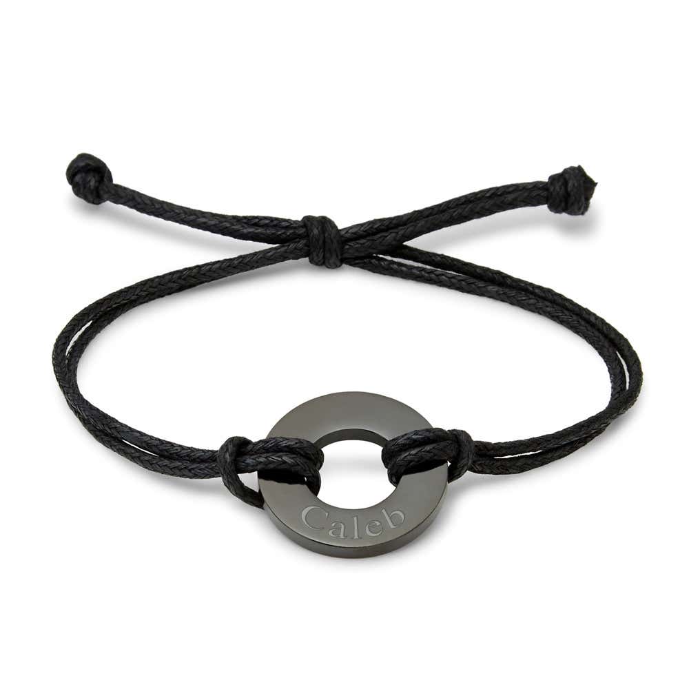 Men's Engravable Black Stainless Steel Circle Bracelet | Eve's Addiction