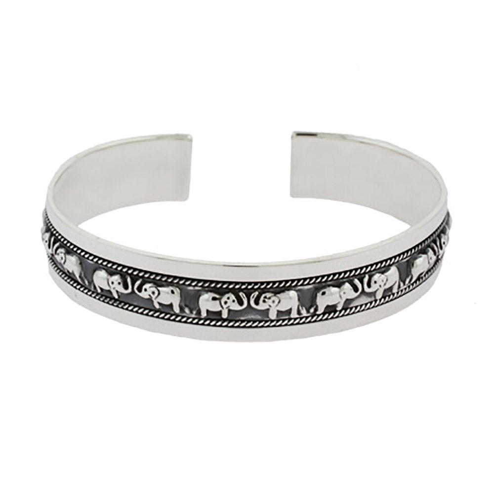 Elephants on Parade Sterling Silver Cuff Bracelet | Eve's Addiction®