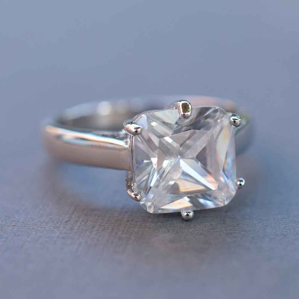 Celebrity Inspired Simple Princess Cut CZ Engagement Ring | Eve's ...
