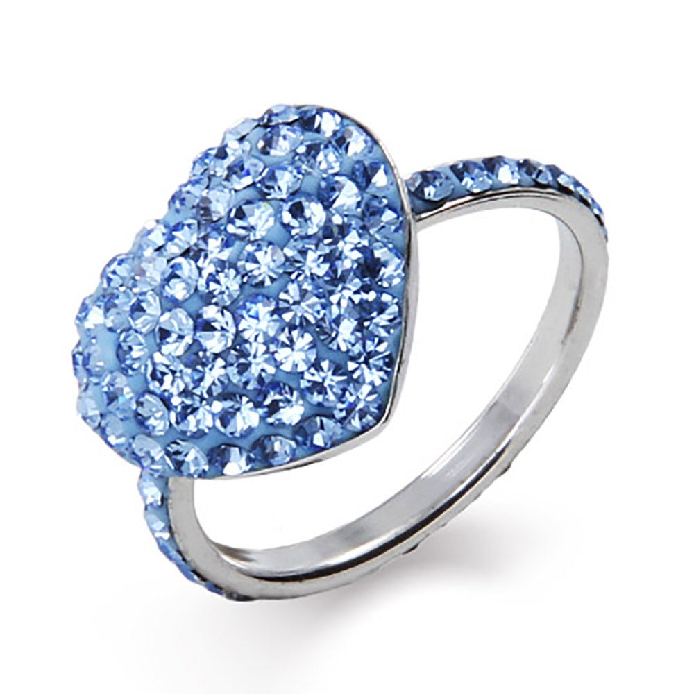 Dazzling Blue Swarovski Crystal Heart Ring Eve's Addiction®