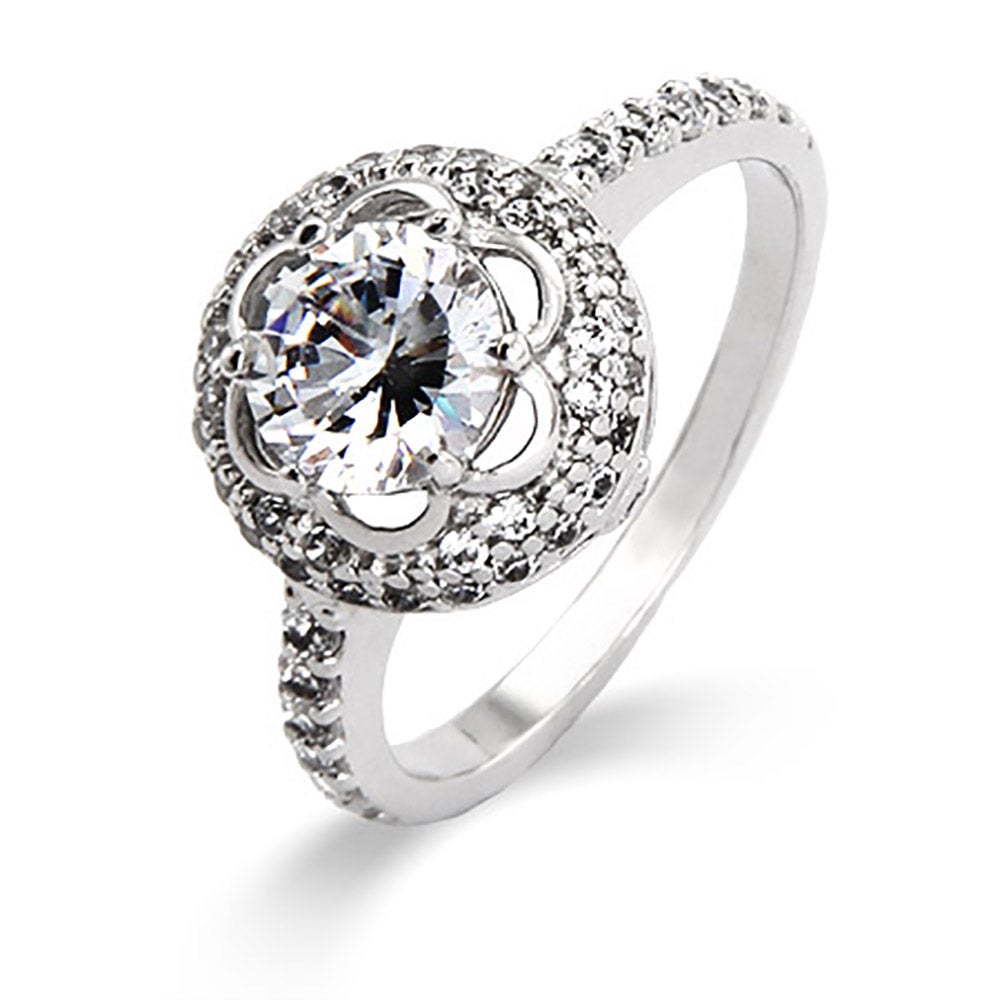 Delicate Flowering Halo CZ Ring | Eve's Addiction®
