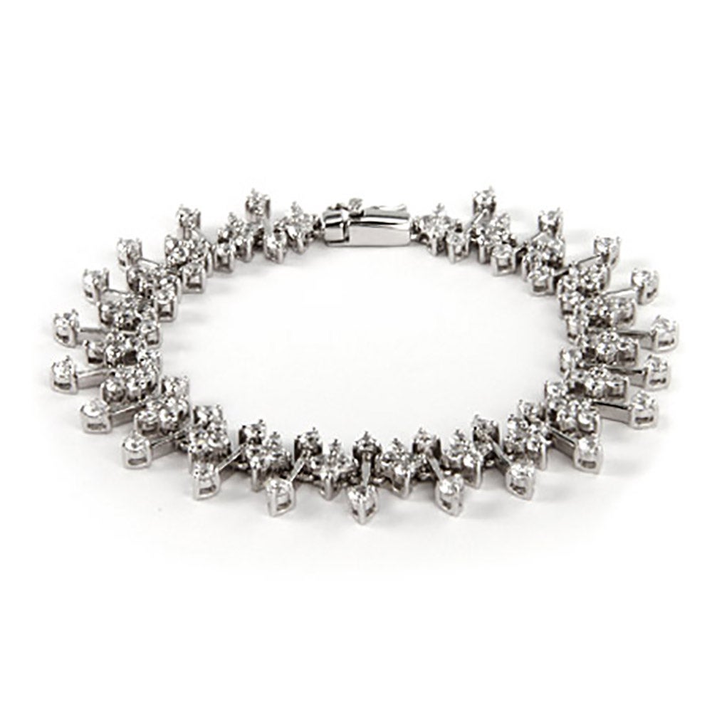 Sterling Silver CZ Flower Linked Bracelet | Eve's Addiction®