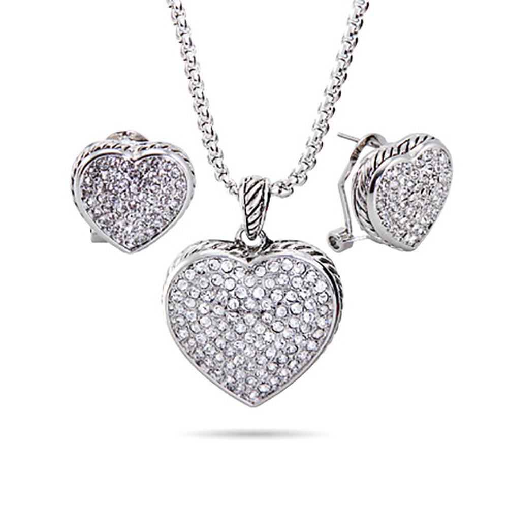 Designer Inspired Reversible Pave Heart Jewelry Set