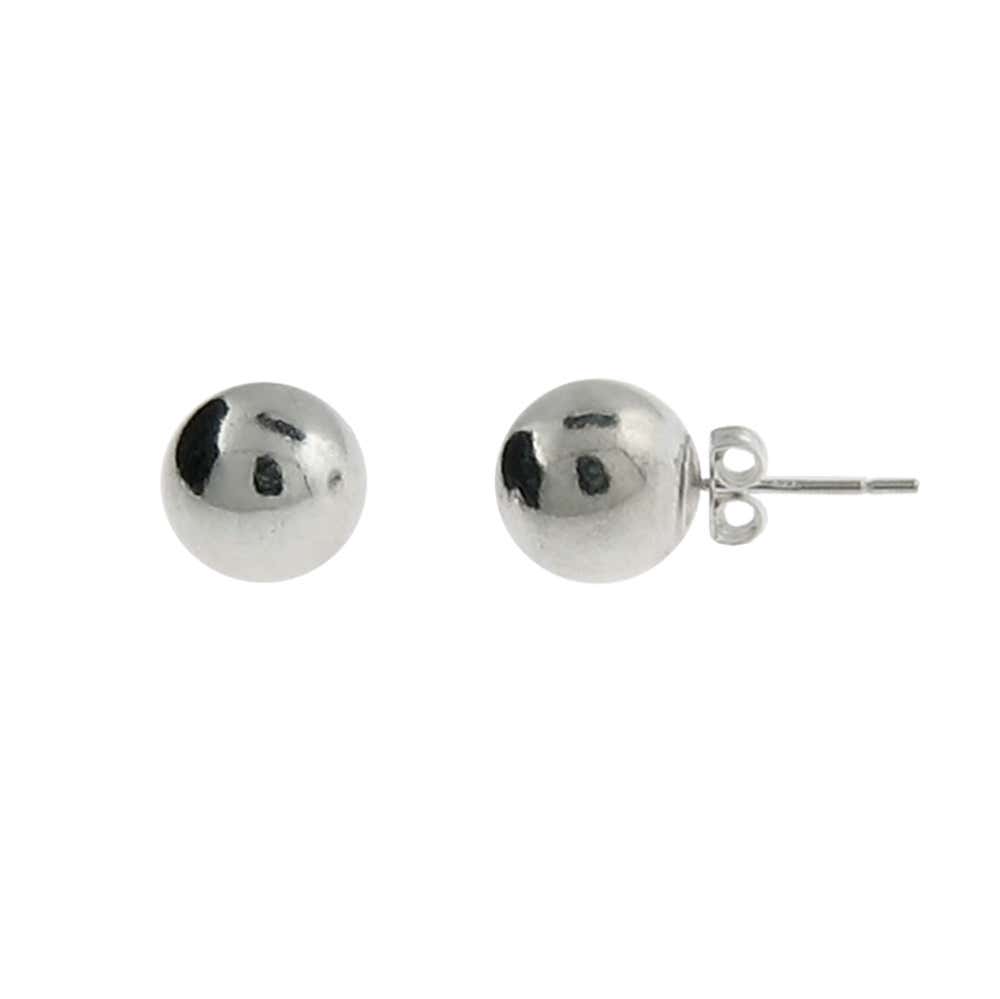 Designer Style 10mm Sterling Silver Bead Earrings | Eve's Addiction