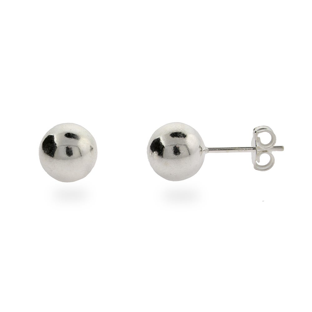 Designer Style 8mm Sterling Silver Bead Earrings | Eve's Addiction®