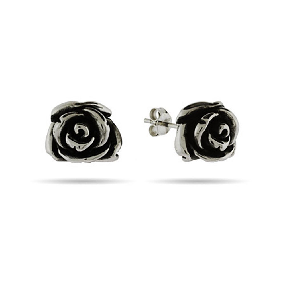 Sterling Silver Rose Stud Earrings | Eve's Addiction®