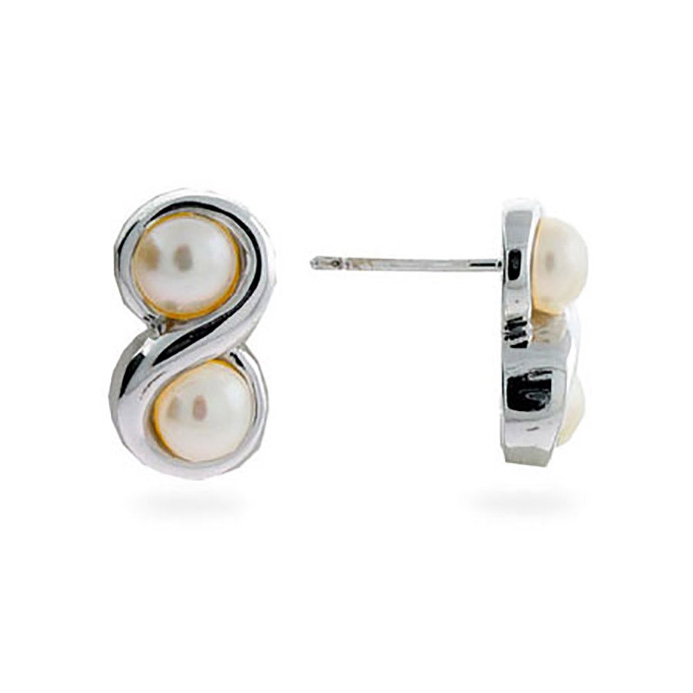 Designer Style Sterling Silver 5mm Freshwater Pearl Infinity Earrings