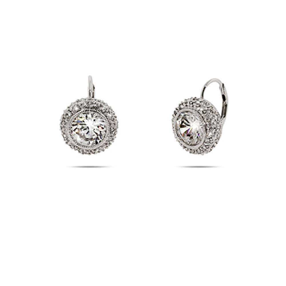 CZ Sterling Silver Leverback Earrings | Eve's Addiction