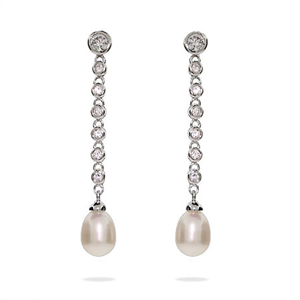 Dangling Pearl and CZ Earrings | Eve's Addiction®