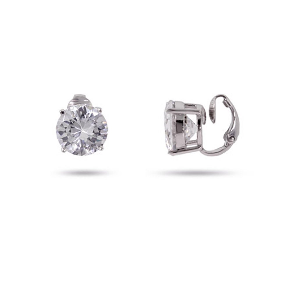 5 Carat CZ Sterling Silver Clip-On Earrings | Eve's Addiction®