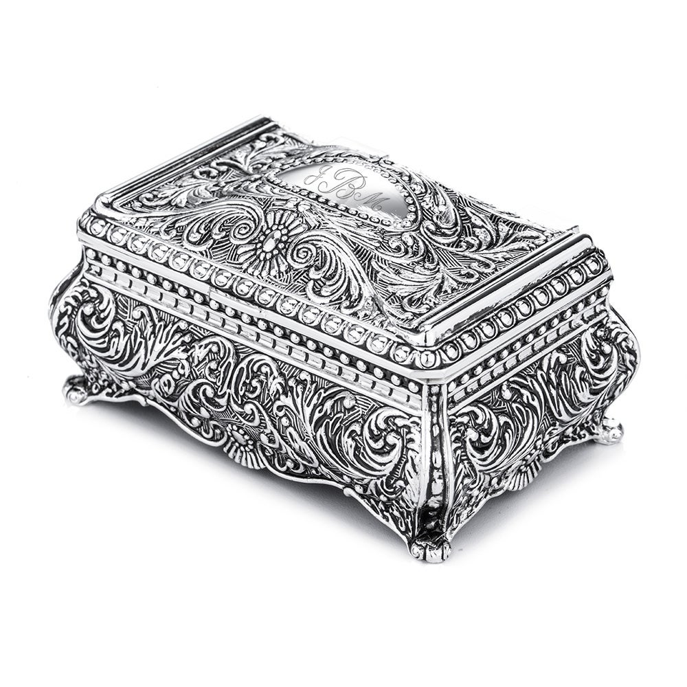 Ornate Rectangular Engravable Jewelry Box