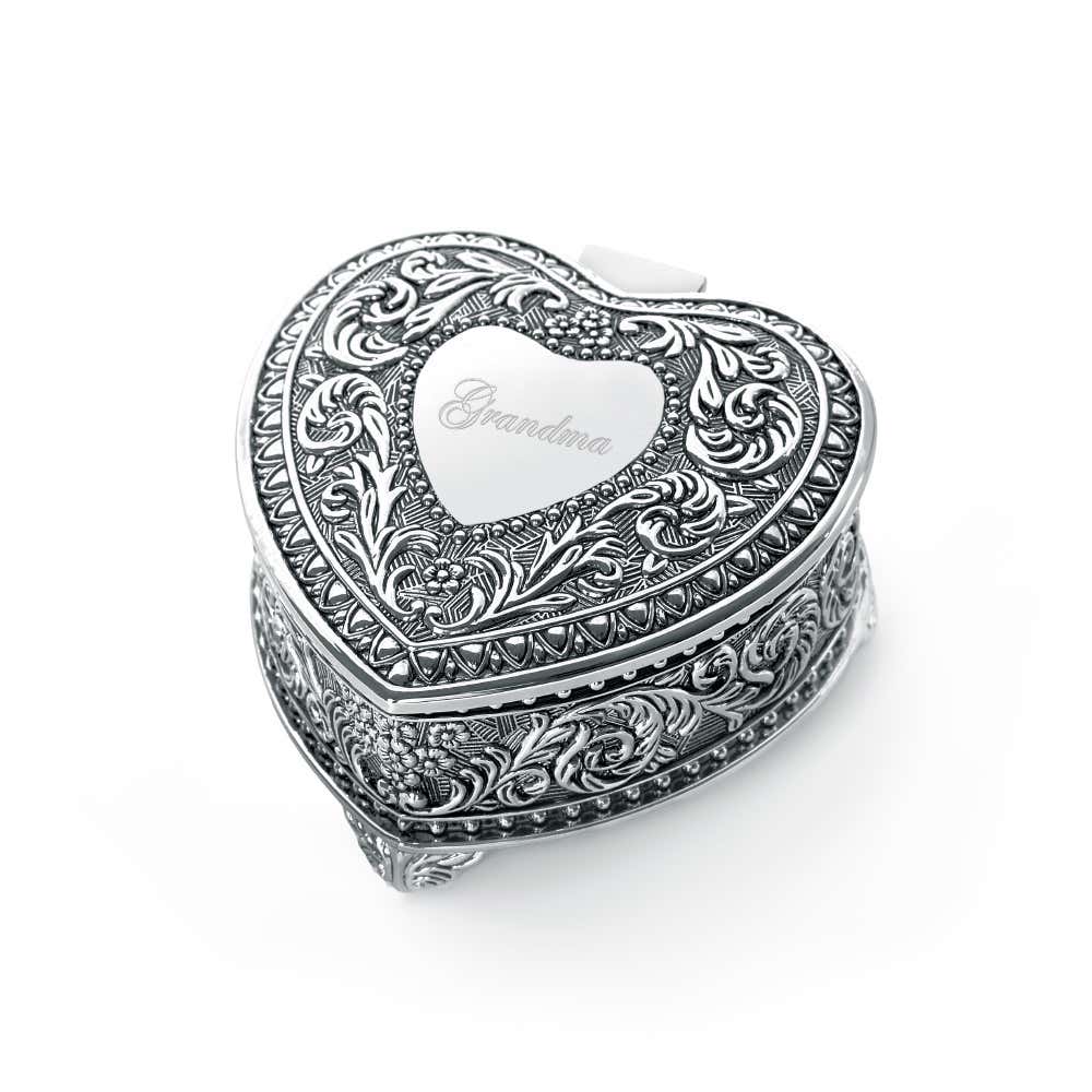 Engravable Genoa Vintage Heart Jewelry Box | Eve's Addiction