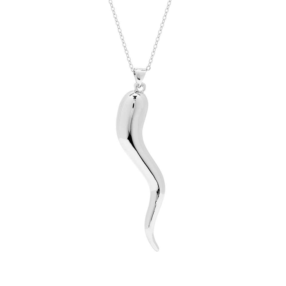 Large Sterling Silver Italian Horn Pendant | Eve's Addiction