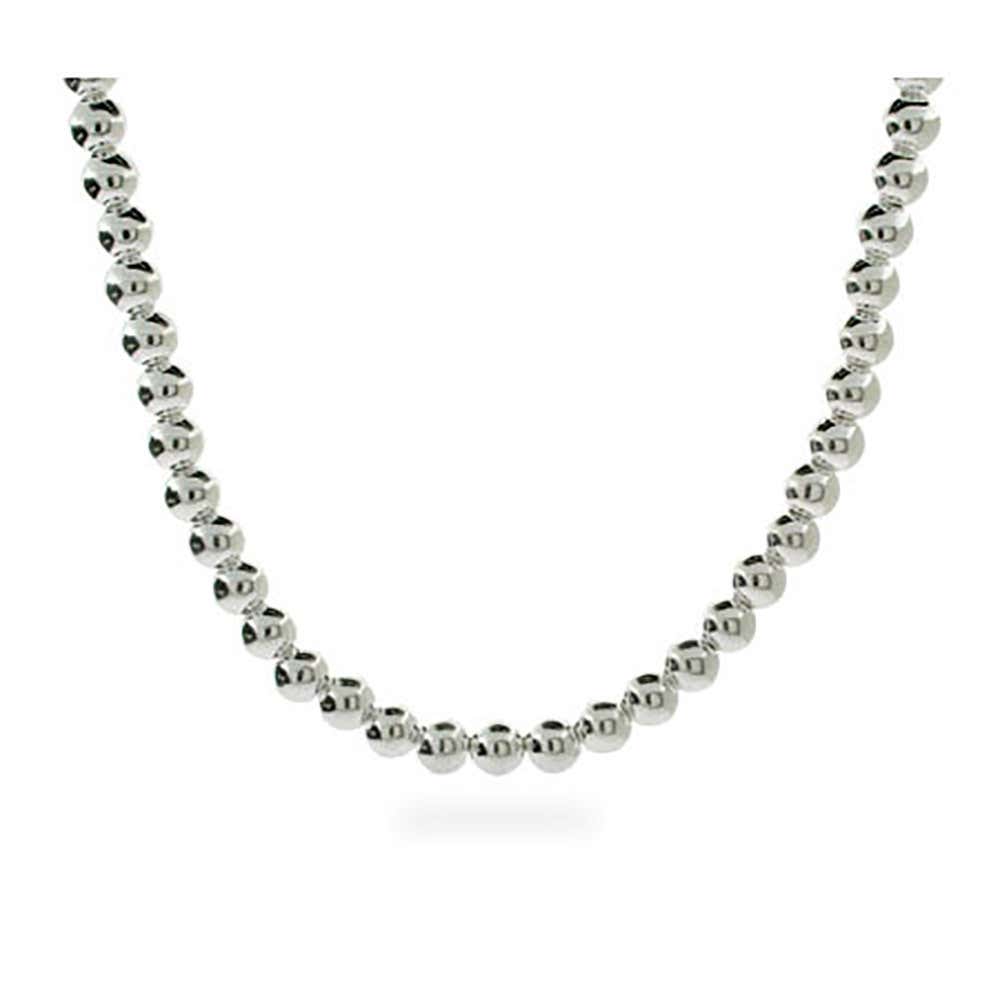 Designer Style 6mm Sterling Silver Bead Necklace