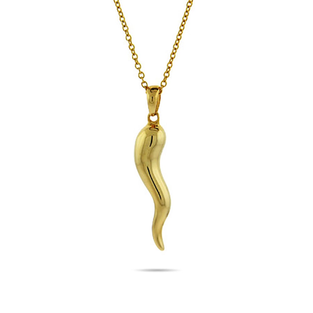 Small Gold Vermeil Italian Horn Pendant Necklace
