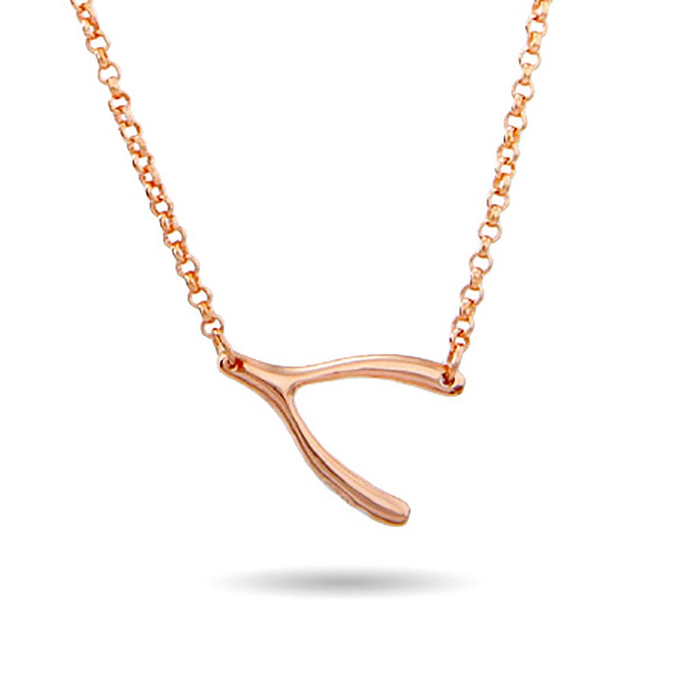 Rose Gold Vermeil Sideways Wishbone Necklace