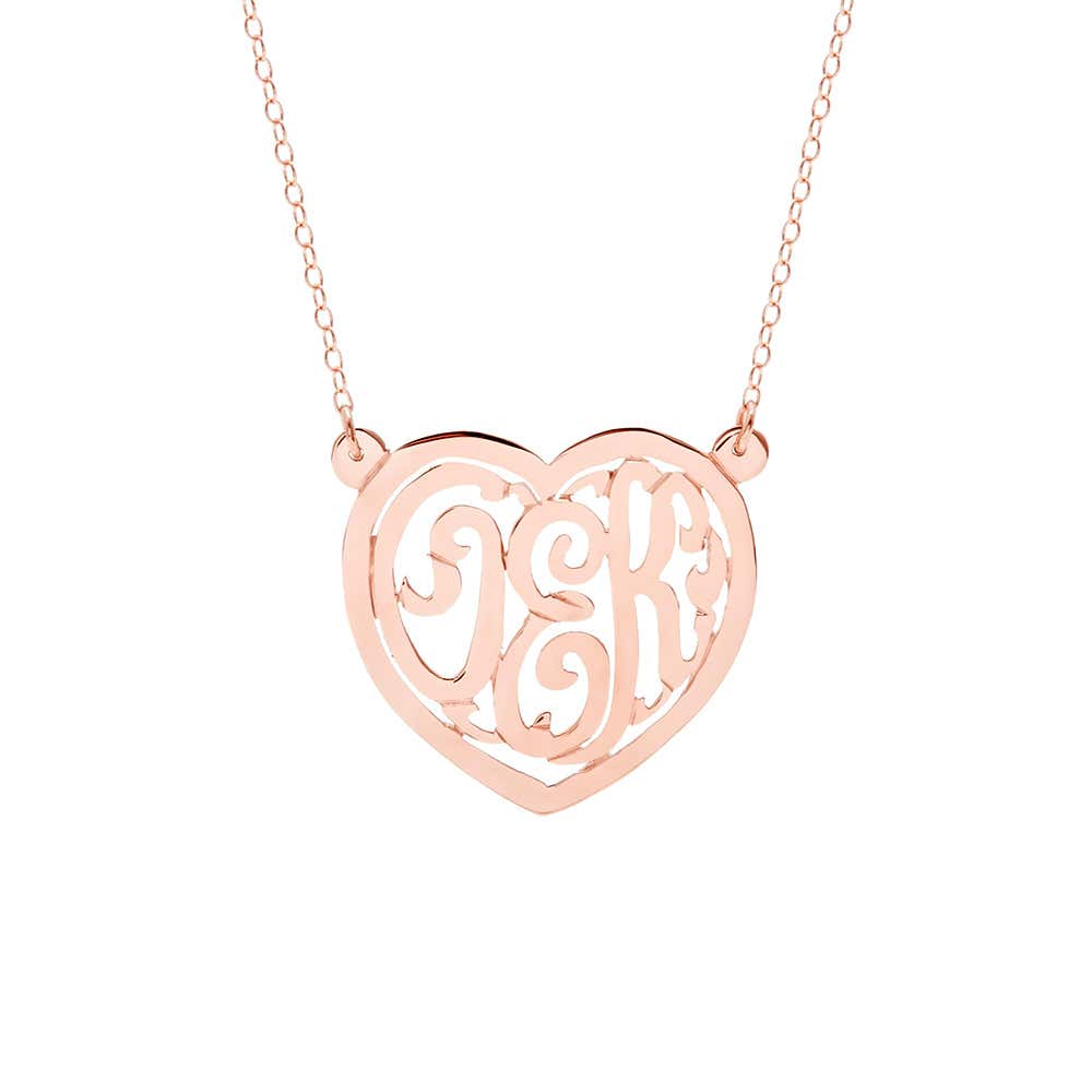 Rose Gold Vermeil Custom Monogram Heart Necklace