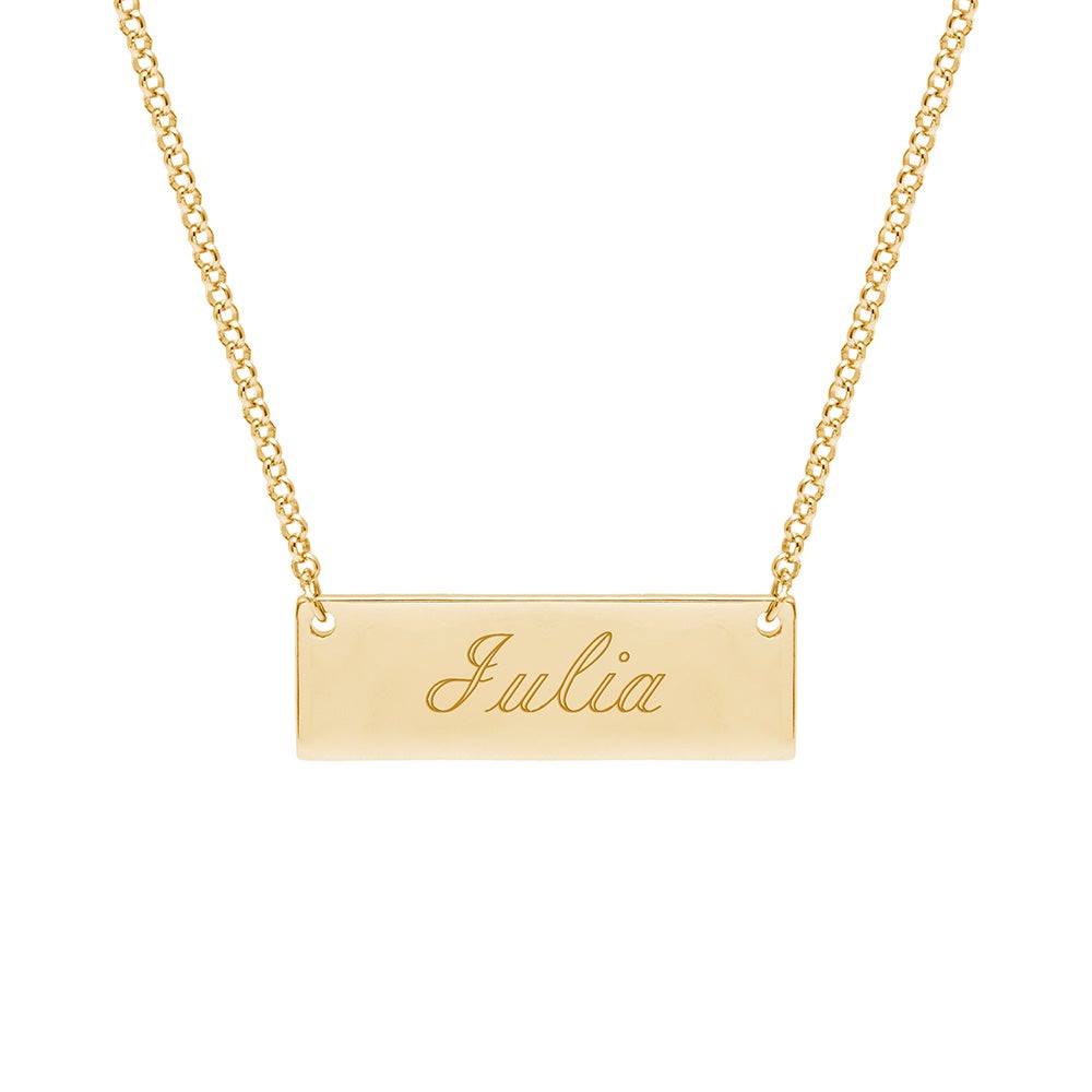 Engraved Gold Plated Name Bar Necklace | Eve's Addiction