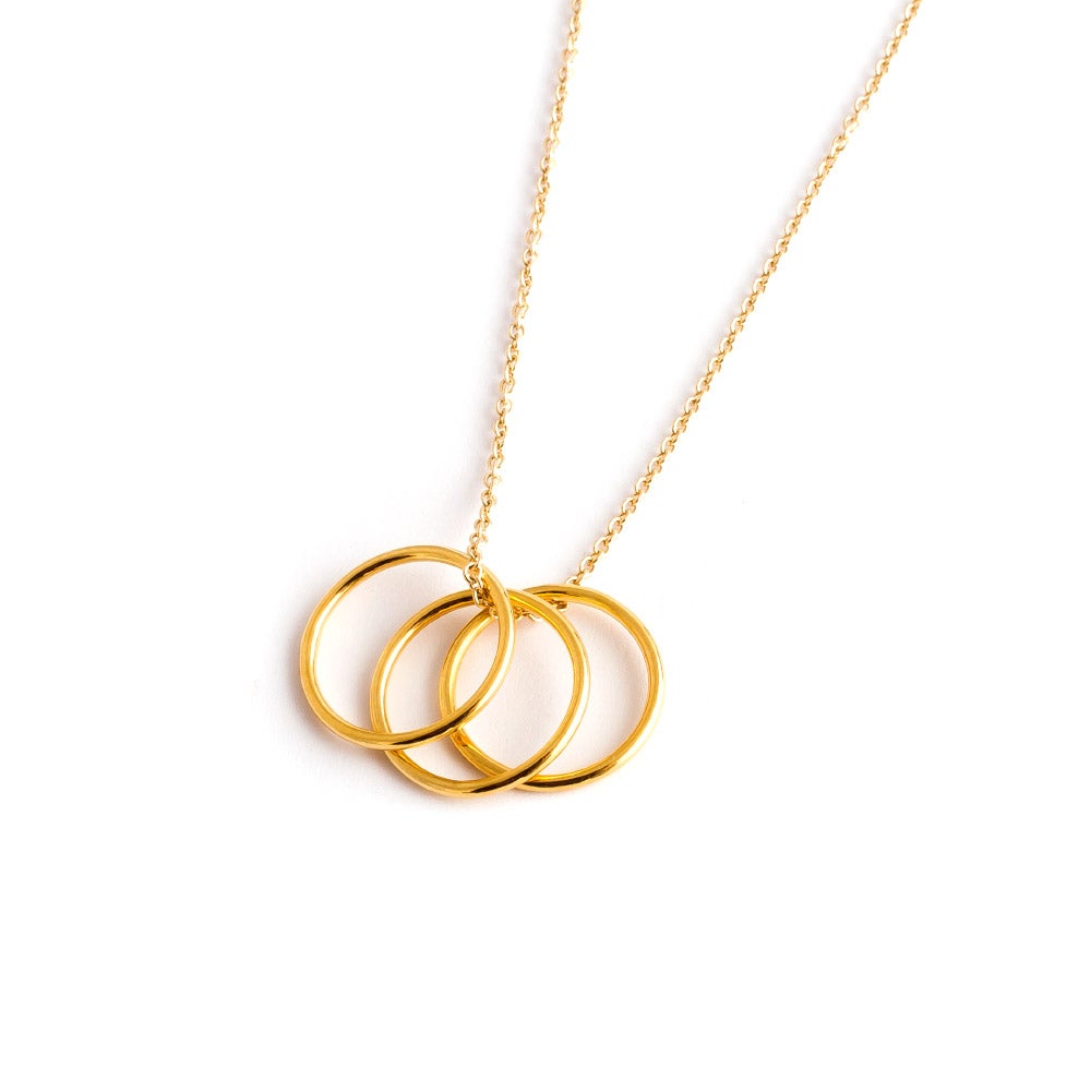 Dogeared Karma Triple Ring Gold Dipped Necklace | Eve's Addiction®