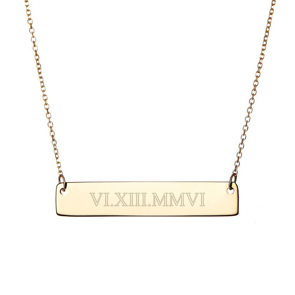 Roman Numeral Gold Bar Necklace | Eve's Addiction